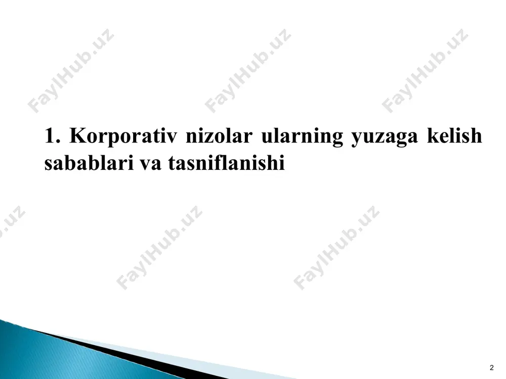 enejerlari o'rtasidagi nizolami anglatadi va mantiqan korporativ tuzilma miqyosida yuzaga keladi. tashqi korporativ nizolar esa davlat, potentsial investorlar, boshqaruv organlari va boshqalar o'rtasida yuzaga keladigan nizolami qamrab oladi. * 7.2. manfaatlar to'qnashuvini samarali boshqarish prinsiplari manfaatlar qarama-qarshiligi bilan bogliq vaziyatlar yuzaga kelishining oldini olish va nizoli vaziyatlarni bartaraf etish uchun aj o'z ichiga quyidagilarni oluvchi “manfaatlar qarama-qarshiligi vaqtida harakat qilish tartibi to‘g‘risida”gi nizomni ishlab chiqadi: - aj mansabdor shaxslarining aj manfaatini ko'zlab faoliyat yuritish majburiyati; - aj mansabdor shaxslari tomonidan harakat va bitim amalga oshirilganda yoki ular tomonidan axborot oshkor qilinganda manfaatlar qarama-qarshiligiga olib kelishi mumkin bo'lgan vaziyatlarni aniqlash; * - aj mansabdor shaxslarining kuzatuv kengashini manfaatlar qarama-qarshiligi yuzaga kelishi to‘g‘risida xabardor qilish majburiyati; kuzatuv kengashining ruxsatisiz aj mansabdor shaxslarining boshqa yuridik shaxslaming boshqaruv va nazorat organlarida ishtirok etishini ta’qiqlash; - aj mansabdor shaxslari tomonidan harakat va bitim amalga oshirilganda yoki ular tomonidan axborot oshkor qilinganda manfaatlar qarama-qarshiligiga olib kelishi …