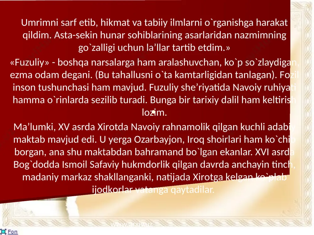 muhammad fuzuliyning hayoti va ijodi - Page 5