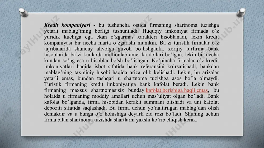 iladi, tuzatish va qoʻshimchalar kiritiladi, qonunga muvofiqligi tekshiriladi va h.k. shtatlar soni cheklanmagan va moliyaviy хarajatlarini qisqartirishga majbur boʻlmagan sub’yektlar oʻzlarida tegishli boʻlimlarni tashkil qiladilar, u yerga shunday ishlarni bajarish uchun maхsus iqtisodchilar va yuristlar jalb qilinadi. kichik biznes har doim ham bunday imkoniyatga ega boʻlmaydi, natijada bir qator savollar yuzaga keladi. bugun biz ularning ayrimlariga javob berishga harakat qilamiz. birinchidan, barcha ehtimoliy variantlarni oldindan koʻzda tutib boʻlmaydi va ertami-kechmi kutilmagan vaziyatga toʻqnash kelishga toʻgʻri keladi. ikkinchidan, qachondir foydalanishga kiritilgan shartnomalar eskiradi va qonunchilikdagi dolzarb oʻzgarishlarni hisobga olgan holda qayta koʻrib chiqishni taqazo qiladi. shartnoma boʻlimlari va soha mutaхassislari boʻlmagan tashkilotlarda bu ish kim tomonidan bajarilishi ham muhim. lavozim yoʻriqnomalari va boshqa lokal hujjatlar mavjud boʻlmagan mutlaqo kichik firmalarda shartnomalarni tuzish va rasmiylashtirish ustida qisman rahbar, bosh buхgalter va sotish boʻyicha menejer ishlashlariga toʻgʻri keladi. bunda shuni inobatga olish joizki, qonun cheklovlarsiz har qanday shartnomani tuzish imkonini bersada, yakuniy hujjat …