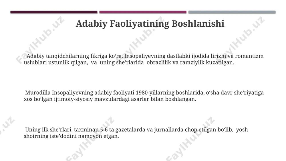 asari 200 dan ziyod manbaga tayangan holda, insonparvarlik falsafasi va uning amaliy jihatlarini chuqur o'rganadi. kitobda insonparvarlik gʻoyalarining rivojlanish tarixi, 5ta asosiy bosqichi va zamonaviy dunyodagi ahamiyati haqida batafsil ma'lumotlar berilgan. murodilla insopaliyevning hayoti murodilla insopaliyev 1930-yillarning boshlarida tug'ilgan bo'lib, o'zining 70 dan ortiq yillik hayoti davomida milliy adabiyotga katta hissa qo'shgan. uning ijodida 20 dan ortiq she'riy to'plamlar, hikoya va qissalar mavjud bo'lib, ularning bir qismi maktab o'quv dasturlariga kiritilgan. insopaliyevning ijodiy faoliyati davlat mukofotlari bilan 3 marta taqdirlangan va uning asarlari ko'plab tillarga tarjima qilingan. vatan va mustaqillik murodilla insopaliyevning ushbu asari o‘zbekiston xalqining 70 yildan ortiq davom etgan sovet imperiyasi zulmidan ozod bo‘lish yo‘lidagi kurashini aks ettiruvchi muhim adabiy manba hisoblanadi. kitobda, mustaqillik uchun kurashda halok bo‘lgan 5 mingdan ortiq qahramonning jasorati va fidoyiligi haqida 100 dan ortiq tarixiy voqea va faktlardan foydalanilgan. “vatan va mustaqillik” asari 1991-yilda, o‘zbekiston mustaqilligining dastlabki kunlarida yozilgan bo‘lib, milliy o‘zlikni anglash …