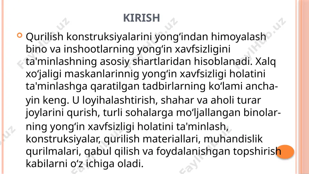 tlarini muhofaza qiluvchi post; iii tur — yong‘in o‘chirishga moslashtirilgan texnika va yong‘in o‘chirish uskunalarini saqlashga mo‘ljallangan garaji bo‘lgan aholi yashash punktlarini muhofaza qiluvchi post. foydalanilgan adabiyotlar 1.https://www.google.com/search?q=qurilish+va+yashash+joyida+yong%60indan+himoyalanish. 2.google.com image2.png image3.png image4.png image5.png image6.png image7.png image8.png image9.png image10.png /docprops/thumbnail.jpeg