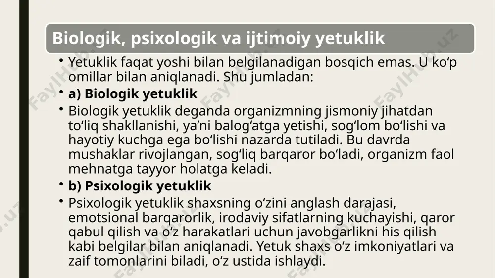 yetuklik davrining psixologik xususiyatlari - Page 5