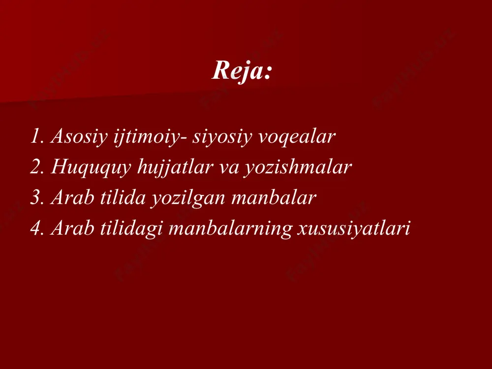 t bo`lgan. muxammad muso al – xorazmiy mazkur asrar ham al –xorazmiy tomonidan yaratilgan bo`lib yunon olimi ptolameyning jug`rofiyaga oid kitobini arab tiliga tarjima qilgan va uni o`zining yangi ma’lumotlari bilan boyitgan “kitob surat al-ard ” (“yer tasviri kitobi”) asarida kaspiy dengizi yoki xorazm dengizi haqida qimmatli malumotlar bor. ushbu tarixiy jug`rofiyaga oid asrdagi o`rta osiyoga oid malumotlar katta ilmiy ahamiyatga ega “kitob surat al- ard ” “ kitob futuh al – buldon” (“mamlakatlarning zabt etilishi”) ix asrda o`tgan yirik geograf va tarihchi olim blazuriyning asaridir. blazuriy ikki yirik asar “kitob futuh al- buldon” va “kitob al –ansob ash- sharif” (“ sharofatli kishilarning nasablari haqida kitob” ning muallifidir.) “kitob futuh al- buldon ”ning qisqartirilgan taxriri yetib kelgan, holos. arabcha matni de guye tarafidan 1866 yili leydenda chop etilgan. uning ingilizcha tarjimasi (tarjimonlar hitti va murgoten) xam bor. balazurining ushbu asarining to`liq nushasi yoqut va ibn al- asir asartlari uchun manbalaridan …