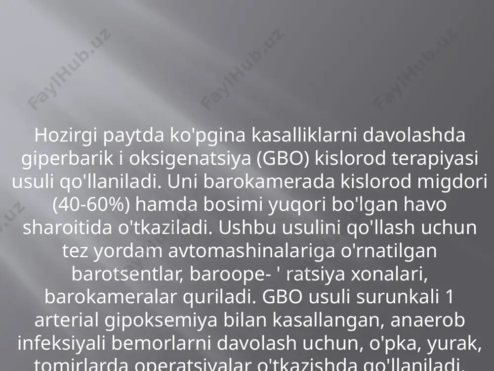 salomatligiga salbiy ta'sir ko rsatadi. sulfid gazi sulfid gazi - rangsiz va o'tkir hidga ega. atmosfera havosining sulfid gazidan ifloslanishining asosiy manbalari metallurgiya sanoati, sulfat kislota ishlab chiqarish, tes larda toshko'mir yoqilishi va boshqalardir. sulfid gazi ko'z va nafas yo'llari shilliq pardasiga ta'sir etadi. sulfid gazi ozroq miqdorda to'plangan joyda uzoq vaqt nafas olinganda o’tkir respirator kasalliklar, o'pka emfizemasi, xronik gastrit kelib chiqishi, uglevodlar va vitaminlar almashinuvi buzilishi mumkin. sulfid atmosfera havosi sulfid gazining kichik konsentratsiyalari bilan doimo ifloslanadigan shaharlarda yashaydigan bolalarda jismoniy rivojlanishdan orqada qolish, organizm qarshilik ko'rsatish qobiliyati (rezistentligi)ning pasayishi kuzatiladi. sulfid gazi bilan ifloslanish miqdorini kamaytirish uchun tarkibida ko'p miqdorda oltingugurt saqlaydigan toshko'mir o'rniga oltingugurt miqdori kam toshko'mir ishlatish, atrofni chiqindilardan tozalash tavsiya qilinadi. /docprops/thumbnail.jpeg