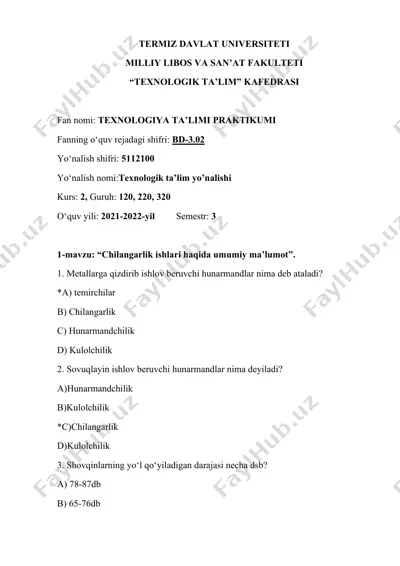 texnologiya ta’limi praktikumi — DOCX