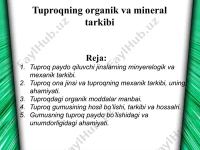 tuproqning organik va mineral tarkibi — PPTX