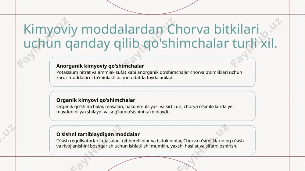 chorva mollarini parvarishlash jarayonida kimyoviy moddalardan dori-darmon va ozuqa qo’shimchalar sifatida foydalanish - Page 4