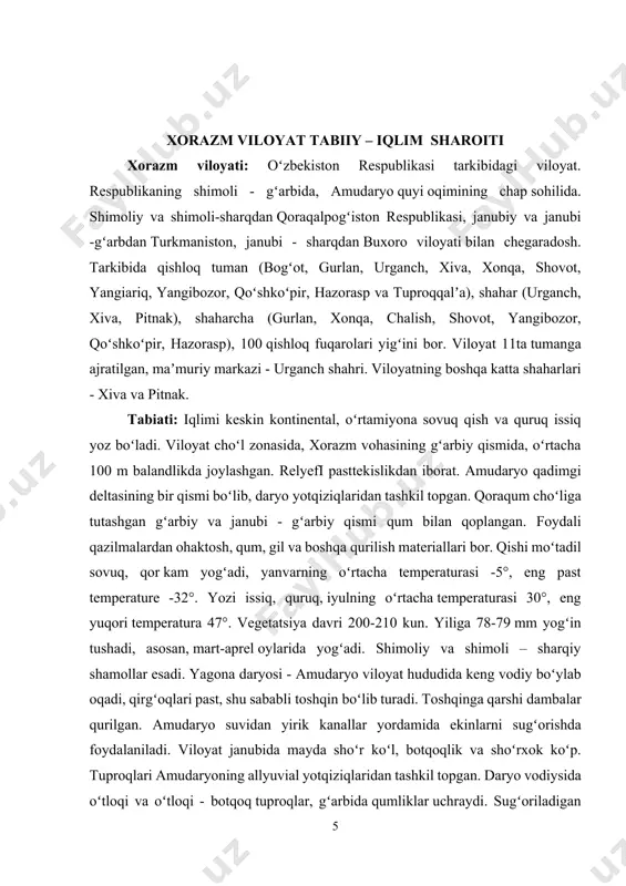 ʻl yoqasining mustahkamlangan qismi kengligi 1 m 7 yoʻl oʻqi boʻylab toʻsiqlar oʻrnatilmaganda markaziy ajratuvchi tasmaning eng kam kengligi - m 8 yoʻl oʻqi boʻylab toʻsiqlar oʻrnatilganda markaziy ajratuvchi tasmaning eng kam kengligi - m 8 ajratuvchi tasma chetidagi xavfsizlik tasmasining kengligi - m 9 yoʻl poyining kengligi 10 m 10 hisobiy tezlik 80 km /soat 11 rejadagi egrilik radiuslari 2000 - 1000 m 12 eng katta boʻylama nishablik 60 ‰ 13 rejadagi eng kichik egrilik radiusi: asosiy togʻli joylarda 300 250 m 14 boʻylama kesimda eng kichik egrilik radiusi: qabariq botiq 5000 2000 m 15 hisobiy harakat jadalligi 100-1000 avto/sut 2-jadval yoʻl poyini koʻndalang kesimi yoʻl poyini qurish uchun tayyorgarlik ishlari yoʻl mintaqasini tayyorlash yoʻl mintaqasini tayyorlash ishlariga quydagilar kiradi: · trassani mustahkamlash va tiklash ishlari; · yoʻl mintaqasini tozalash ishlari; · oʼsimlik qatlamini kesib olish; · yoʻl poyi koʻndalang kesim oʻlchamlarini aniqlovchi nuqtalarini joylarga bogʻlash. 2-rasm. trassani mustahkamlash …