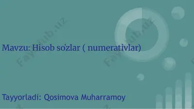 hisob soʻzlar (numerativlar) — PPTX