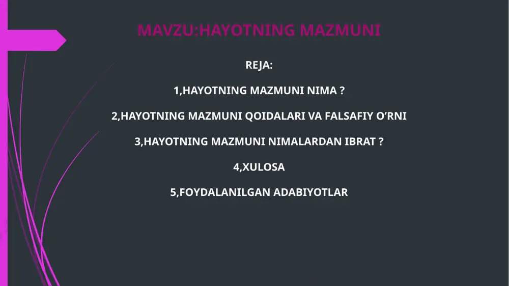 n, biz o'zimiz ongli ravishda maqsadimizga qarab, har qanday mavjud bo'lish bilan harakat qilayotganimizni tushunishimiz mumkin. biz hayotga mazmun beramiz va shu bilan insonni tanlaymiz va yaratamiz, faqat biz va boshqa hech kim hayotning ma'nosini anglash, asosiy qadriyat sifatida, tabiatda tarixiydir. xayotiy misol: kantdan keyin tanner bu masalada kamtarlik va hayratda qolishni iltimos qildi. kantning ta'kidlashicha, odam jismoniy harakat orqali erkinlikka ega bo'lgan mavjudotni yaratish orqali mashhur bo'lishi mumkin emas. xuddi shu tarzda, "xudo bepul mavjudotlarni yaratadi" degan narsa odamlarga aniq emas edi. shu sababli, tanner uchun inson ismini boshlash uchun aniq vaqt yo'q. "bu erda maxfiylik haqida gapirishning qonuniy va asosli ma'nosi bor." myunxendagi bayt-shalom liberal jamiyatining ravvoni tom kucher tushuntirishicha, yahudiylarning nuqtai nazariga asos bo'ladi. biroq, mishna, birinchi ravvin din qonunlari to'plami, aniq ierarxiyani o'rnatgan, unda nizolar paytida onaning hayoti tug'ilmaganlarning hayotidan ko'ra muhimroqdir. har bir davr, qaysidir darajada, odamning hayotini aniqlashning ma'nosiga ta'sir ko'rsatdi. hayot mazmunli - …
