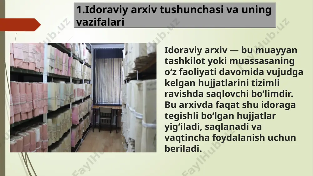 usi arxiv sizu biz koʻrmagan qadim tarixdan to bugungacha boʻlgan davrning tilsiz guvohidir. soʻnggi yillarda ushbu murakkab sohaga eʼtibor tubdan oʻzgardi. ayniqsa, “yopiq maʼlumotlar”ning ochilishi eng muhim voqealardan biri boʻldi, desak yanglishmaymiz. 9-iyun — xalqaro arxivlar kuni dunyoda har bir mamlakatning oʻz milliy arxivi bor. oʻzbekiston respublikasi vazirlar mahkamasi huzuridagi “oʻzarxiv” agentligi taklifi bilan oʻzbekiston respublikasi markaziy davlat arxivi, oʻzbekiston respublikasi kinofoto hujjatlari markaziy davlat arxivi hamda oʻzbekiston respublikasi ilmiy-texnika va tibbiyot hujjatlari markaziy davlat arxivlariga milliy arxiv maqomi berilishi ayni kunlarda muhokama etilmoqda. aslida u butun soha tarixini qamrab olishini hamma soha vakili ham bilmaydi afsuski. moziyga nazar tashlasak, ilk arxiv yozuv bilan bir paytda paydo boʻlgan, deydi arxeologlar. manbalar yana shundan dalolat beradiki, dastlabki hujjatxonalar mesopotamiya, misr va kichik osiyo ibodatxonalarida, saroylarda saqlangan, maʼlumotlar turli xil hujjatlar sopol lavhalarga, randalangan taxtachalarga, papirus va oshirilgan charm (pergament)ga bitilgan. oʻzbekiston arxivlari nufuzini oshirish va ularda saqlanayotgan noyob va alohida qimmatli …