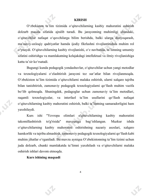 n nomi” ustunidagi “o‘zbekiston respublikasi energetika vazirligi” so‘zlari “o‘zbekiston respublikasi vazirlar mahkamasi” so‘zlari bilan almashtirilsin. 2. pq-231-sonli qaror (21.06.2024) mazkur qaror bilan maktabgacha va maktab ta’limi tizimi xodimlarini uzluksiz kasbiy rivojlantirish tizimi takomillashtirildi. 2025-yil 1-yanvardan boshlab maktabgacha va maktab ta’limi tashkilotlari xodimlarini kasbiy rivojlantirishning vertikal tizimi joriy etilishi belgilandi. bundan tashqari, maktabgacha va maktab ta’limi tashkilotlarining xodimlari uchun besh yilda bir marotaba ishdan ajralgan holda o‘tkaziladigan malaka oshirish kurslari joriy qilinishi ko‘zda tutilgan. institut va hududiy markazlarning metodik xizmat ko‘rsatish bo‘limlari metodistlarining bazaviy tarif stavkasi miqdori oliy ta’lim muassasasi ilmiy daraja yoki ilmiy unvonga ega bo‘lgan katta o‘qituvchisining bazaviy tarif stavkasiga tenglashtiriladi. institut va hududiy markazlarning mazkur qarorga muvofiq jalb qilinadigan chet ellik mutaxassislariga prezident maktablarining xorijiy mutaxassislariga nisbatan joriy etilgan mehnatga haq to‘lash shartlari tatbiq etiladi. institut va hududiy markazlarga chet ellik mutaxassislarni jalb qilish va ularning mehnatiga haq to‘lash bilan bog‘liq xarajatlarni iqtidorli yoshlarni qo‘llab-quvvatlash jamg‘armasi hamda maktabgacha …