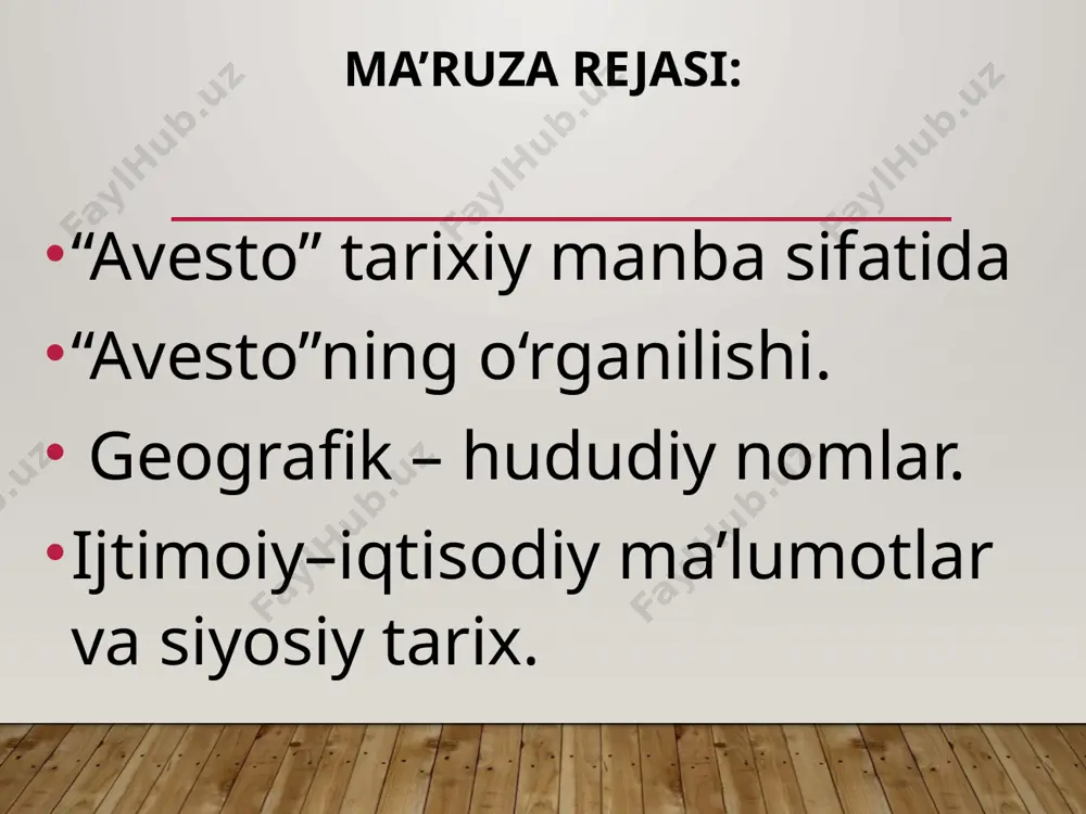 a bayramlarda ijro etilgan. “avesto” birinchi bo‘lib xviii asrda fransuz olimi anketil dyuperron tomonidan tarjima qilingan. u o‘rganib chiqqan “avesto” qo‘lyozmalari xiii asrga oid bo‘lgan. k. geldner, x. bartolome, v. v. struve, x. xumbax, e.e. bertels, v. i. abayev, s.n.sokolov, v.a.liv­shits, i.m.oranskiy. i.s.braginskiy, i.m.steblin-kamenskiy va boshqa bir qator olimlar “avesto” tilini o‘rganish bilan shug‘ullanganlar. olimlarning rus tiliga o‘girilgan “avesto” matnlari asosida mazkur manbaning o‘zbek tiliga izohli - tarjimalari vujudga keldi (a.mahkam, m.ishoqov). “avesto” va zaratushtra 1755-1761 yillarda fransuz olimi anketil dyuperron hindistonning gujorot viloyatida eron zardushtiylarining avlodlari - parslarning urf-odatlari va diniy marosimlari bilan tanishib chiqqan. eng muhimi shundan iboratki, dyuperron parslarning diniy yozuvlarini o‘qishga muyassar bo‘lgan. a.dyuperron yurtiga qaytgandan so‘ng, 1771 yilda “avesto”ni tarjima qilgan. xix va xx asrning boshlarida esa “avesto”ning yangi tarjimalari vujudga kelgan. dastlabki “avesto” 21 ta kitobdan iborat bo‘lgan. lekin bizgacha uning ayrim qismlari yetib kelgan: yasna- “qurbonlik keltirish”, visprat - “barcha hukmronlar”, yasht - …