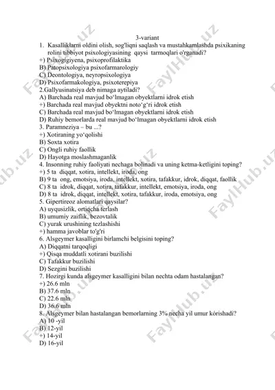 psixologiya tibbiyoti — DOCX
