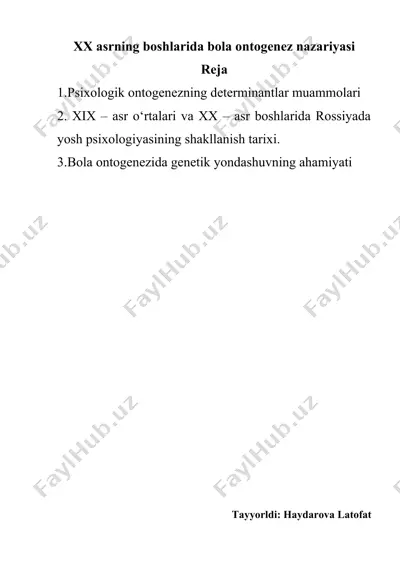 psixologik ontogenezning determinantlar muammolari — DOCX