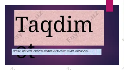 sinfdan tashqari o’qish darslarida ta’lim metodlari — PPTX