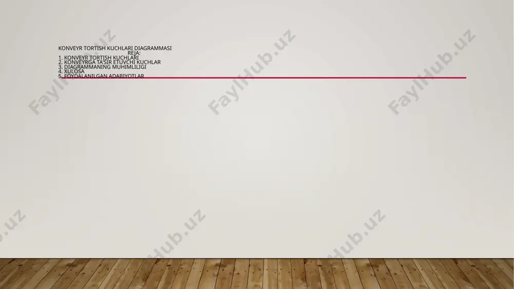 vtomatlashtirish tizimlarining roli – yuk o‘zgarishiga moslashish. xulosa: konveyer tortish kuchlari tizim samaradorligi uchun muhim omil hisoblanadi.to‘g‘ri hisob-kitob va diagrammalar tizimni optimallashtirishga yordam beradi.dvigatel tanlash va quvvat boshqaruvi tizim ish unumdorligini oshiradi.ishonchli va samarali konveyer tizimini yaratish uchun mexanik va elektr jihatlarni sinchkovlik bilan tahlil qilish zarur. image2.jpeg image3.jpeg image4.jpeg image5.jpeg image1.jpg /docprops/thumbnail.jpeg