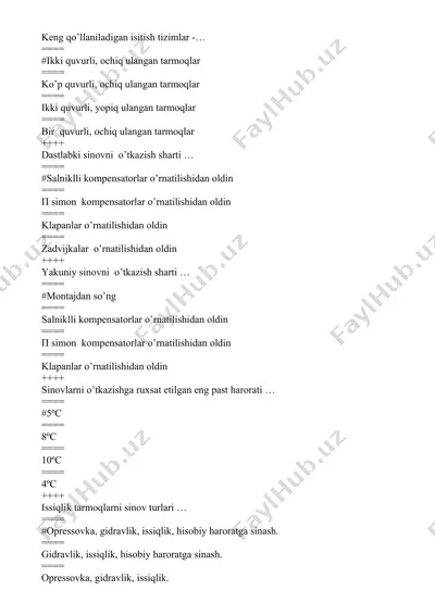 isitish tizimlari — DOCX