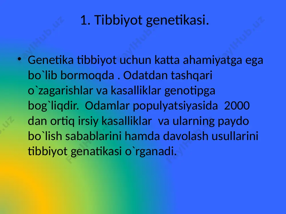 bemorning boshi nisbatan kichik , yuzi keng , ko'zlari kichik va bir biriga yaqin joylashgan bo'ladi. og'zi yarim ochiq , aqli zaif bo'ladi. ular odatda jinsiy zaif , bepusht bo'ladi. bu kasallikka ega farzandlarning tug'ilishiga sabab, tashqi muhit omillarining salbiy ta'siri hamda ona organizmining yoshi hisoblanadi. “daun sindromi" irsiy kasalligi klaynfelter sindromi kasalligi faqat erkaklarda uchraydi. klaynfelter sindromi kasalligiga duchor bo'lgan shaxslar jinsiy xromosomlar bo'yicha "xxy" genotipiga ega bo'ladilar. ularda diploid xromosomalar sono 47 bo'ladi. undau shaxslarda jismoniy , aqliy va jinsiy jihatdan g'ayritabiiy o'zgarishlar paydo bo'ladi.bo'yi, qo'l va oyoqlari haddan tashqari uzun bo'ladi.yelka chanoqqa nisbatan tor bo'lib, badanda ayollarnikiga o'xshash yog' to'planishga moyil bo'ladi. bu kasallik yangi tug'ilgan 500 ta o'g'il boladan bittasida uchraydi . klaynfelter sindromi kasalligi shershevskiy-terner sindiro'mi faqat ayollarda uchraydi unda juft gomologik jinsiy xromosomalar soni bttaga kamayadi.46 ta emas 45 ta bo'lib qoladi.bunday ayollarning bo'yi juda past, bo'ni qisqa bo'ladi. ularda jinsiy otlragan (tuxumdon) rivojlanmagan.ikkilamchi …