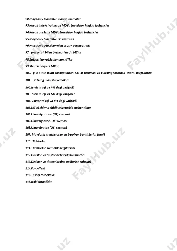 elektronika va mikroprotsessor texnikasi fanidagi oralik savollar bazasi - Page 4