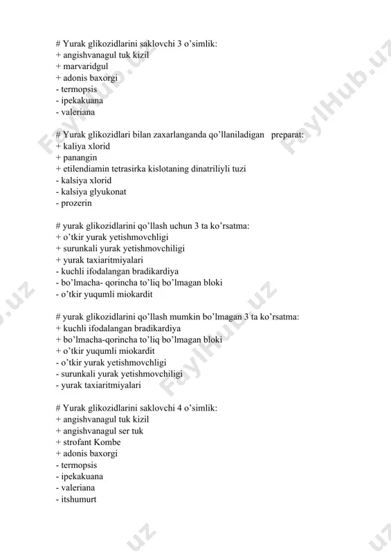 yurak glikozidlarining xususiyati avollar - Page 5