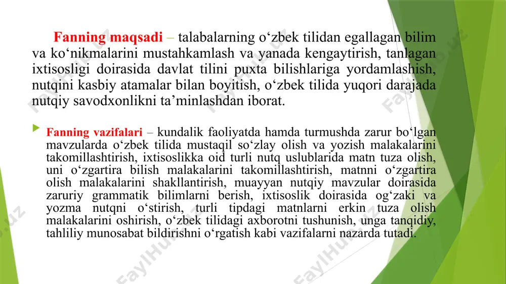 nutq madaniyati va davlat tilida ish yuritish fanining maqsad va vazifalari - Page 3