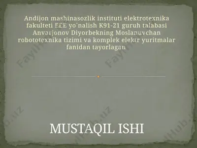 elektr tezligi va rotor burchaklarini boshqarish ustida yoritkiladi — PPTX