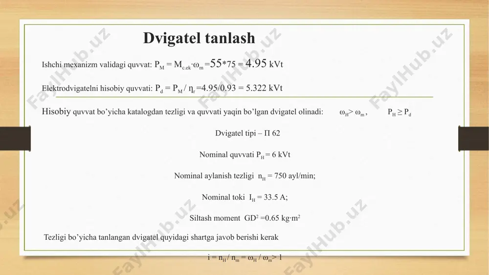 kurs loyihasi "elektr yuritma asoslari" - Page 5