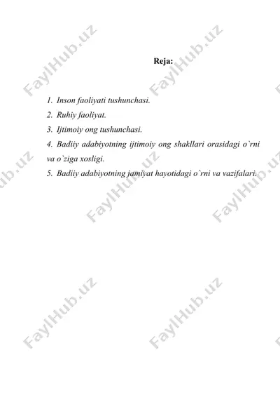 badiiy adabiyot ijtimoiy ong sohasi — DOC