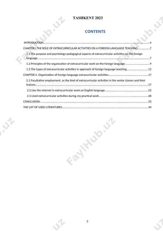 e: develop and approve an extracurricular work in system of foreign language teaching. the purpose has demanded the decision of some tasks:. to give a theoretical substantiation of a design technique of training foreign language in its psychological and didactic aspects on the basis of the retrospective analysis of the scientific-theoretical literature on the given problem; · to investigate and prove technology of use of a design technique at training foreign language at the closing stage of average comprehensive school ; · to investigate and analyze the published pedagogical experience on the given problem ; · to analyze a private experience of use of a design technique in system of educational and non- learning employment on senior steps of training foreign language, · to reveal efficiency of design training as new pedagogical technology in an education system. methods of course work: 1. studying and the analysis of the psychology -pedagogical …