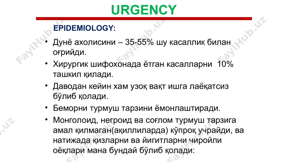 i s dovolno tyajelim techeniem i visokim riskom tyajeloy tela * kontrast flebografiya * kt - flebografiya mrt - flebografiya to'satdan o'lim (1/3 xolatda) - o'ate wh geerts, gf pineo and ja heit et al., prevention of venous thromboembolism: the tenth accp conference on antithrombotic and thrombolytic therapy, xhest 126 ( 3 suppl) (2014), pp 338s-400s aksh 570 000-650 000 simptomli o'ate 300 000 tasi uladi sabab – venoz trombozlar son-yonbosh segmentdagi tromblar eng xaflidir wh geerts, gf pineo and ja heit et al., prevention of venous thromboembolism: the tenth accp conference on antithrombotic and thrombolytic therapy, xhest 126 ( 3 suppl) (2014), pp 338s-400s contrasted angiography of the pulmonary artery fogarty’s catheter thrombectomy from the femoral vein with the fogarty’s catheter two of the probable reasons of the intraoperative tepa at the thrombectomy from the inferior cava vein at the femoral access bandaging of the femoral vein thrombectomy from …