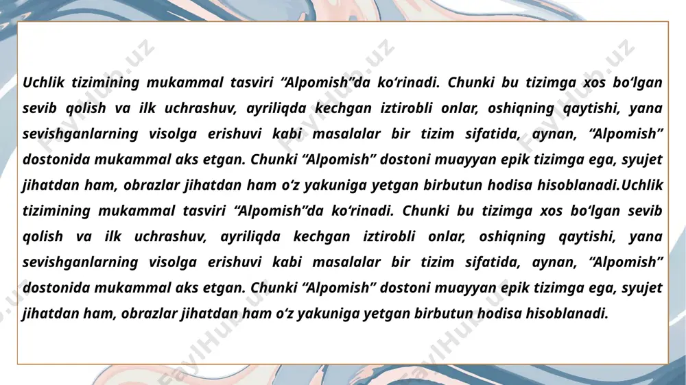 ziba bilan tasvirlangan. muallif ma’shuqa portretini chizgandayoq unda suvrat va siyrat aro uyg‘un go‘zallik borligi ayonlashadi. romanning beshinchi faslidagi “par yostiq quchog‘ida sovuqdan erinibmi va yo boshqa bir sabab bilanmi uyg‘oq yotqan bir qiz” kumushbibi edi. marg‘ilonning go‘zallaridan bo‘lgan bu qizga ta’rif shunday: “uning qora zulfi par yostiqning turlik tomonig‘a tartibsiz suratda to‘zg‘ib, quyuq jinggila kiprak ostidagi timqora ko‘zlari bir nuqtag‘a tikilganda, nimadir bir narsani ko‘rgan kabi... qop-qora kamon, o‘tib ketkan nafis, qiyig‘ qoshlari chimirilganda, nimadir bir narsadan cho‘chigan kabi...to‘lg‘an oydek g‘uborsiz oq yuzi bir oz qizilliqg‘a aylanganda, kimdandir uyalg‘an kabi...”. raqib obrazi. “o‘tkan kunlar” romanida raqib – otabekka butunlay qarama-qarshi xususiyatlarga ega homid. homid faqatgina hiyla-nayrang ishlatib, oshiq-ma’shuqlarning yo‘lini to‘smaydi. uning butun borlig‘i, odamlar bilan bog‘liq munosabatlari hasadga to‘la. homidda aqlan boshqalardan ustunlik bo‘lsa ham, o‘zi mansub bo‘lgan olamdan oyog‘ini uzolmay, atrofidagilarni ham shayton yo‘liga boshlashga intiladi. homiddagi raqibga xos jihatlarni ko‘rib chiqsak. homid asarda oshiq va ma’shuqachalik harakatlanmasa …