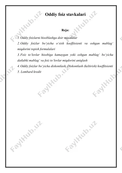 oddiy foiz stafkalari — DOCX