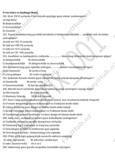 o`rta osiyo va qadimgi sharq — DOCX