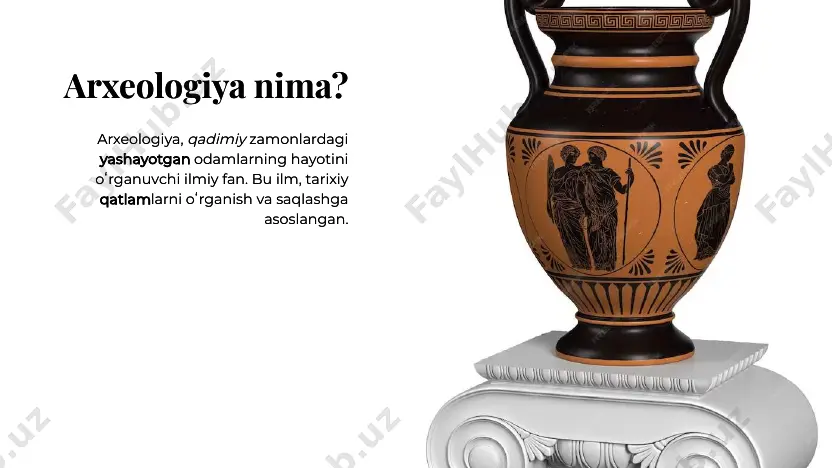 va madaniyatarxeologiya va madaniyat arxeologiya, oda lar uchun qadi gi adaniyatlarning oʻrganilishi va saqlanishiga yorda beradi. bu il , oda larga oʻz tarixiy irqosini tushuntiradi. arxeologiya, oda lar uchun qadi gi adaniyatlarning oʻrganilishi va saqlanishiga yorda beradi. bu il , oda larga oʻz tarixiy irqosini tushuntiradi. tarixiy yodgorliklarni oʻrganis ning a amiyati tarixiy yodgorliklarni oʻrganis ning a amiyati tarixiy yodgorliklarni oʻrganish, oda larga oʻz a lakatlarining tarixiy yodgorliklarini tanishish i koniyatini beradi. bu, illiy identitetni saqlashga yorda beradi. tarixiy yodgorliklarni oʻrganish, oda larga oʻz a lakatlarining tarixiy yodgorliklarini tanishish i koniyatini beradi. bu, illiy identitetni saqlashga yorda beradi. arxeologiya va mustaqil rivojlanis arxeologiya va mustaqil rivojlanis arxeologiya, ustaqil rivojlanishning uhi qis idir, chunki bu il , oda larga oʻz a lakatlarining tarixiy yodgorliklarini tanishish i koniyatini beradi. arxeologiya, ustaqil rivojlanishning uhi qis idir, chunki bu il , oda larga oʻz a lakatlarining tarixiy yodgorliklarini tanishish i koniyatini beradi. natijalarnatijalar arxeologiya, …