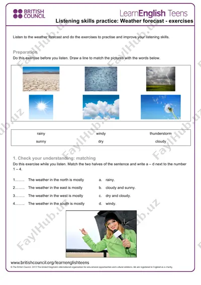 listening skills practice: weather forecast - exercises — PDF