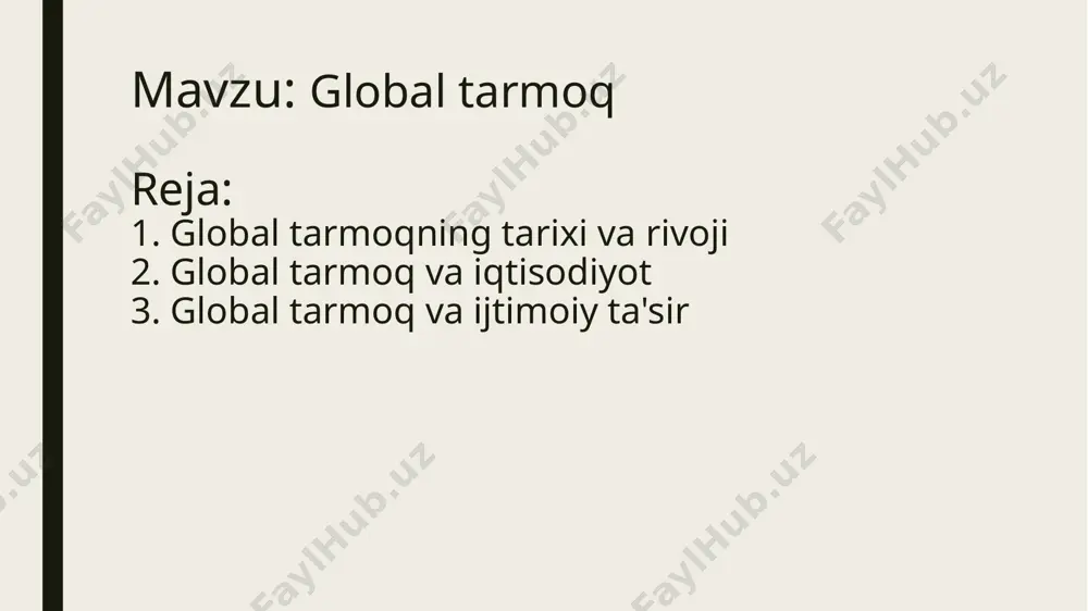 iyatiga ega bo'ldi. global tarmoq va iqtisodiyot e-commerce: internet orqali tovar va xizmatlarni sotish jarayoni. b2c (biznesdan iste'molchiga) va b2b (biznesdan biznesga) modellar keng tarqalgan. onlayn xizmatlar: bulutli hisoblash, onlayn ta'lim va masofaviy ishlash xizmatlari. misol uchun, microsoft office 365, coursera va zoom platformalari foydalanuvchilarga qulayliklar yaratadi. raqamli marketing: onlayn marketing strategiyalari, jumladan seo (qidiruv tizimlarini optimallashtirish), kontent marketingi va ijtimoiy media reklamalari orqali brend va mahsulotlarni targ'ib qilish. internet orqali raqobatning o'zgarishi: internet orqali raqobat kuchaymoqda, chunki kichik bizneslar ham global bozorga kirish imkoniyatiga ega. bu yangi kompaniyalar va innovatsiyalarni rag'batlantiradi. yangi imkoniyatlar: raqobatning oshishi kompaniyalarni sifatni oshirishga va xizmatlarni yaxshilashga undaydi. raqobatbardosh narxlar va innovatsion mahsulotlar iste'molchilarga ko'proq tanlov imkonini beradi. internet va ijtimoiy tarmoqlar: internet ijtimoiy aloqalarni tubdan o'zgartirdi. facebook, twitter, instagram va boshqa platformalar orqali odamlar bir-biri bilan tez va qulay aloqalar o'rnatish imkoniyatiga ega bo'ldilar. onlayn jamiyatlar: turli mavzularda onlayn jamiyatlar paydo bo'ldi. bu jamiyatlar …