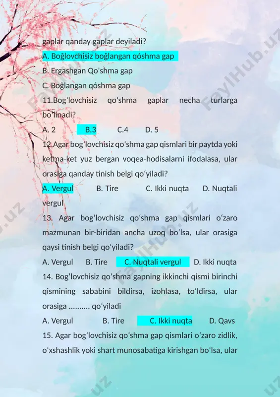 gaplarning tuzilishiga kóra turlari mavzusidan test - Page 3