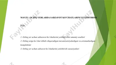 sabzavot ko'chatlarini yetishtirish — PPTX