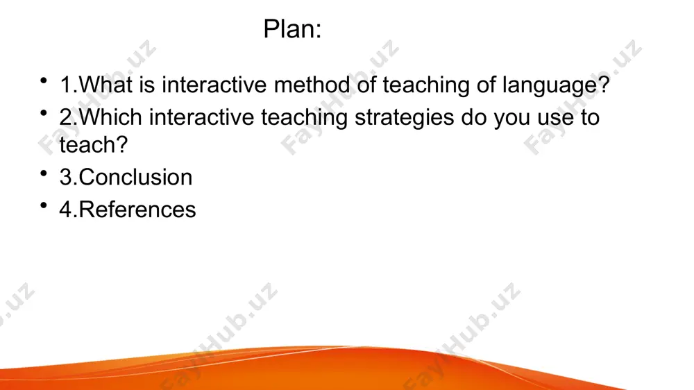e skills and raise motivation; develop their personal, intellectual and social competencies; create positive atmosphere in class what is interactive method of teaching of language? the term "interactive" means that people work together and have an influence on each other. this situation implies a dialogue or a conversation. therefore, these methods are aimed at the interaction between students and the teacher as well as among students only. which interactive teaching strategies do you use to teach? think, pair, and share this is a great interactive strategy that improves your students' problem-solving skills, creativity, teamwork skills, and critical thinking. usually, the teacher presents a problem that is related to the subject of the lesson and encourages discussions in the class references [1] information on http://www.president.gov.ua/ukraine presidential decree №641 / 2015 about declaring 2016 year of english in ukraine. [2] t.s. panina, l.n. vavilova, modern methods of activization of training, handbook for …