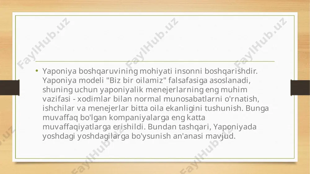 shga aylanadi. qo'llanma ish joyida doimiy topilishi qiyinchiliklarni tezda amalga oshirish va korxonada turli muammolarni hal qilish uchun, yapon rahbarlari asosan sanoat binolarida menejerlar tomonidan joylashtirilgan. siz kompaniyalarda muayyan muammolarni hal qilsangiz, innovatsiyalarni joriy etishga olib keladigan turli xil yangiliklar amalga oshirilishi mumkin. bunday holda, sifat to'garagi va innovatsion g'oyalar tizimi keng qo'llaniladi. image3.png image4.png /docprops/thumbnail.jpeg