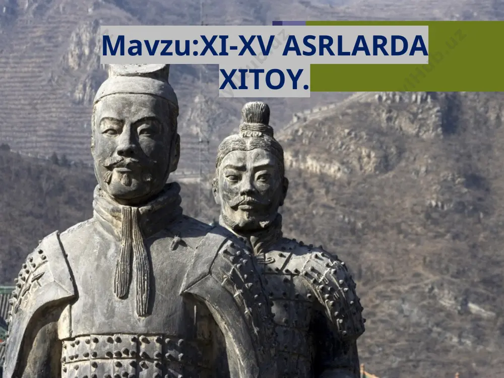 qardi. faqat bunga zarur vaziyat sodir bo’lishi kerak edi – va bu tez orada sodir bo’ldi. szin sunlarni g’alayon ko’targan harbiy boshliq chjan szyueni yashirganlikda ayblaydi va 1125-yil oxirida szin armiyasi ikki kaloniyaga bo’linib xitoy imperiyasi ichiga yaqinlashadi. 1126-yil boshida szin armiyasi volib (vanyan szunyan) boshchiligida sun poytaxti – kayfen keldi. hali szin armiyasi shaharga endi yaqinlashayotganlaridayoq kayfenga elchilar yuboradi va diplomatik aloqalar sun poytaxti shtrum bilan egallangunicha davom etadi. shimoliy xitoy xiii asr o’rtalarida chjurchenlarning szin davlati tomonidan butunlay bosib olingan. chjurchenlar sun sulolasini o’z hukmronligi ostida qoldirib, doimiy tarzda janubiy xitoyga hujum qilib turishgan. uzoq davom etgan urush shimolda harakatga kelayotgan harbiy xavf oldidan har ikki mamlakatni zaiflashtirgan. mo’g’uliston cho’llarida xiii asr boshida chingizxon boshliq kuchli markazlashgan davlat vujudga keladi. 1211-yilda mo’g’ullar armiyasi shimoliy xitoyga bostirib kiradi. katta o’ljalarni qo’lga olib g’arb tomon ketadi. mo’g’ullar hujumi szin imperiyasini yanada zaiflashtirdi. undan ajralib chiqqan sharqiy yerlardagi mahalliy feodallar mo’g’ullarga …