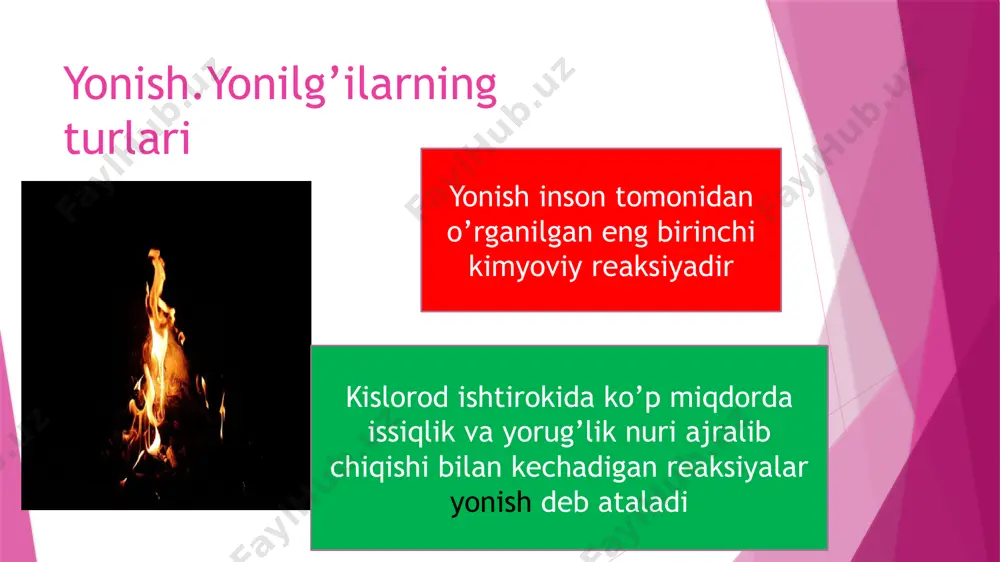 –kul qoladi.suyuq va gazsimon yonilg’i bunday kamchilikdan xoli. yonilg’i issiqlik energiyasini olish , xomligicha iste’mol qilinmaydigan oziq ovqat mahsulotlarini pishirish,rudalardan metallarni suyuqlantirib olish,transport vositalarini harakatlantirish,energiyaning boshqa turlarini olish uchun zarur bo’lgan ashyodir o’zbekistonda qattiq yonilg’i –ko’mir ,asosan,angren ,sharg’un,boysun konlaridan qazib olinadi.o’zbekistonda ko’mir zaxirasi 2 milliard tonnadan ortiq suyuq yonilg’i neft ustyurt ,buxoro , farg’ona mintaqalarida ko’p qazib olinadi respublikamizda eng yirik tabiiy gaz konlari sho’rtan , muborak gaz konlaridir e’tiboringiz uchun rahmat!!! image1.png image2.png image3.png image4.png image5.png image6.png image7.png image8.png image9.png image10.png image11.png image12.png image13.png image14.png image15.png image16.png image17.png image18.png image19.png image20.png image21.png image22.png image23.png image24.png image25.png image26.png image27.png image28.png image29.png image30.png image31.png image32.png image33.png image34.png image35.png image36.png image37.png /docprops/thumbnail.jpeg
