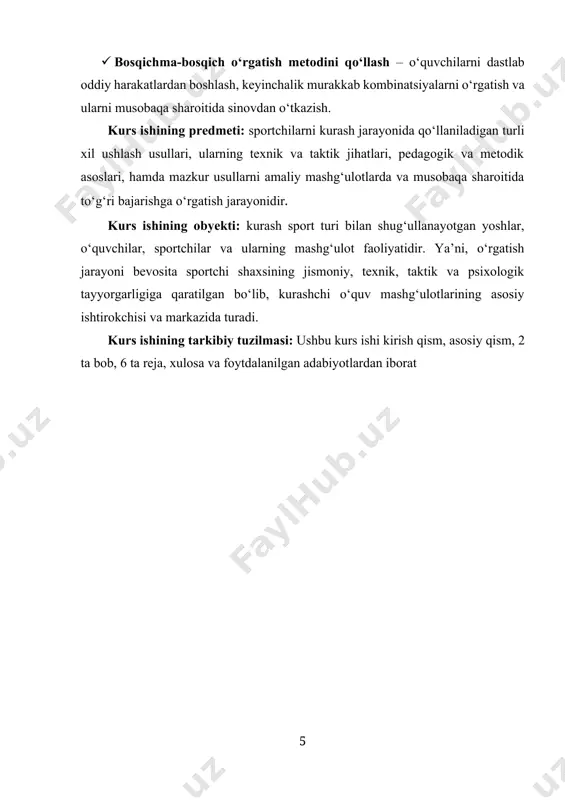 jismoniy kuch-quvvati, chidamliligi va ma’naviy-axloqiy tarbiyasini shakllantirishda ham alohida o‘rin tutadi. milliy va xalqaro musobaqalarda kurashning asosiy g‘alaba omillaridan biri bu texnik-taktik mahoratni to‘g‘ri qo‘llash, ya’ni ushlashlarni mukammal darajada o‘zlashtirishdir. ushlashlar kurashning eng muhim elementlari sifatida sportchi harakatining boshlanish nuqtasi, hujum va himoya kombinatsiyalarining asosi hamda kurashning taktik mazmunini belgilab beradi. ushlashlarsiz kurashni tasavvur etib bo‘lmaydi, chunki raqib ustidan nazorat o‘rnatish, muvozanatni buzish, tashlashni amalga oshirish va g‘alabaga erishish jarayonining barchasi to‘g‘ridan-to‘g‘ri ushlashlar orqali bajariladi. shu bois kurash sportida ushlashlarning o‘rni va ahamiyatini chuqur tahlil qilish, ularni o‘rgatishning nazariy va amaliy asoslarini ishlab chiqish, sportchilarni texnik-taktik jihatdan yetuk qilib tayyorlash masalasi juda dolzarbdir. ushlashlar texnikasi kurashchining raqib bilan bevosita jismoniy aloqasini tashkil etadi. raqibni kiyimidan, belbog‘idan, qo‘l-oyoqlaridan yoki gavda qismlaridan ushlash orqali sportchi o‘zining strategik ustunligini shakllantiradi. ushlash usullari turlicha bo‘lib, ular qo‘llarning holati, oyoqlarning joylashuvi, tananing burilishlari va raqib ustidan nazoratning darajasiga qarab tasniflanadi. masalan, yuqoridan ushlash, yonboshdan ushlash, …