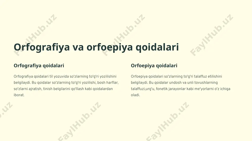 pik me'yorlarni modernizatsiyalash til rivojlanishi bilan muvozanatda bo'lgan, zamonaviy talablarga javob beradigan orfografik va orfoepik me'yorlarni ishlab chiqish zarur. til siyosatida orfografiya va orfoepiyaning o'rni orfografiya va orfoepiya davlat til siyosatining ajralmas va muhim tarkibiy qismi hisoblanadi. 12 image1.png image2.png image3.png image4.png image5.png image6.png image7.png image8.png image9.png image10.png image11.png image12.png image13.png image14.png image15.png image16.png image17.png image18.png image19.png