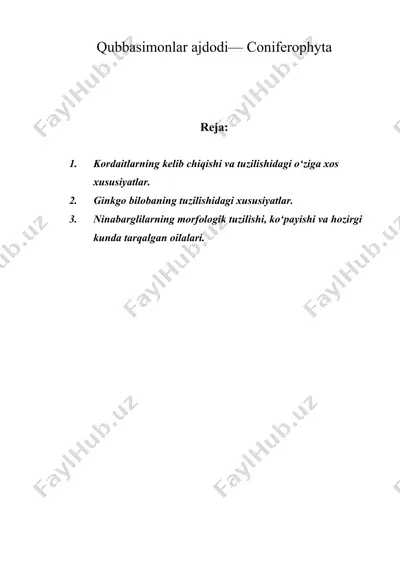 qubbasimonlar ajdodi— coniferophyta — DOC