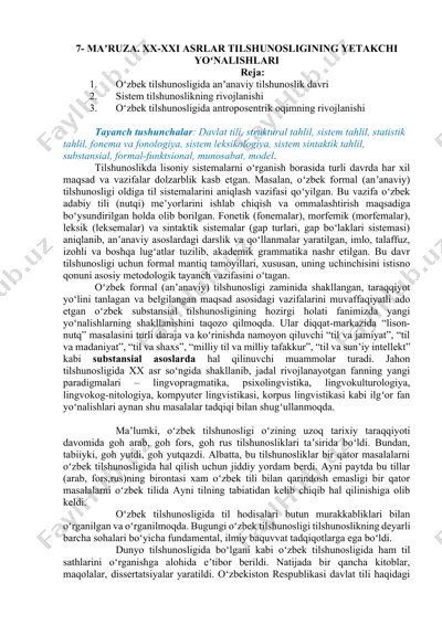 oʻzbek tilshunosligi — DOCX