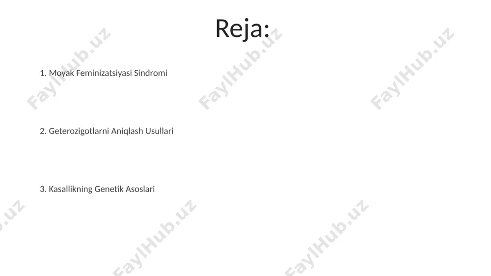 normal yoki hatto yuqori boʻlishi mumkin, lekin ularning hujayralari bu gormonni aniqlay olmaydi, natijada erkaklarga xos xususiyatlar rivojlanmaydi, 46,xy kariotip saqlanib qoladi. karyotiping андроген рецептор гени мутациясини аниқлаш учун кариотиплашдан кейин молекуляр генетик усуллар, масалан, пзр ва днк секвенциялаш кабилар қўлланилади, бу гетерозиготаларни аниқлашнинг аниқлигини оширади. кариотиплаш орқали хромосомаларнинг сони ва тузилишини аниқлаб, 46,xx ва 46,xy генотипларини фарқлаш мумкин, бу эса гетерозиготаларни аниқлашда муҳим аҳамиятга эга. pcr tekshiruvi real-time pcr yordamida androgen retseptor genining ekspression darajasini o'lchash orqali geterozigotalarni aniqlash mumkin. pcr-rflp texnikasi androgen retseptor genidagi polimorfizmlarni aniqlash va geterozigotalarning 50% dan ko'prog'ini aniqlashga imkon beradi. tashxis qoʻyish usullari serumda testosteron darajasi odatda yuqori bo‘ladi, lekin dihidrotestosteron darajasi past. bu gormonlarning nisbati tfs diagnostikasida muhim ahamiyatga ega. karyotiping tekshiruvi orqali 46,xy karyotipi aniqlanadi, bu esa tfsning genetik asosini tasdiqlaydi. shu bilan birga, gonadlarning ultratovush tekshiruvi orqali tuxumdonlarning mavjudligi yoki yo‘qligini aniqlash mumkin. next generation sequencing (ngs) texnologiyasi yordamida bir vaqtning …