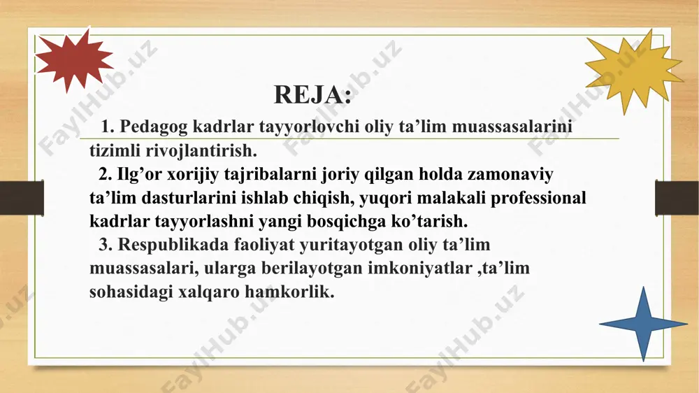 o‘nikma/tushuncha odatdagi javobdan tashqari ba’zi aqliy ishlarni o‘z ichiga oladi. agar birinchi darajada o‘quvchilar mexanik tarzda javobni ko‘rsatib berishlarini, ma’lum algoritmni bajarishlari yoki aniq belgilangan bir qator qadamlarni (bosqich) bajarishlari talab etilsa, baholashning 2-darajasida o‘quvchilar muammo yoki faoliyatga qanday yondashish kerakligi haqida ba’zi qarorlarni qabul qilishlari talab etiladi. 2- darajani ajratib ko‘rsatadigan kalit so‘zlarga “tasniflang”, “tashkil qiling”, “baho bering”, “kuzatishlar olib boring”, ma’lumotlar yig‘ing va ko‘rsating” va “ma’lumotlarni taqqoslang” kabi fe’llar kiradi. bu harakatlar bir necha bosqichni ko‘zda tutadi. savol: nima uchun otabek . 3-daraja (strategik fikrlash). strategik fikrlash - mushohada oldingi darajalarga nisbatan dalil-isbotlar va fikr yuritishning bir muncha yuqori darajasi bo‘lib, mulohaza yuritish, rejalashtirishni talab qiladi. ko‘pincha o‘quvchilar o‘z nuqtai nazarini bayon etishlari talab etiladi. o‘quvchilar faraz qilishini talab qiladigan amallar ham shu darajaga kiradi. 3- darajada talablar murakkab va mavhum. 4-daraja (oliy darajali fikrlash). keng dunyoqarashlar uzoq vaqt davomida keng kompleks mulohaza yuritish, rejalashtirish, qarashlarni rivojlantirishni talab …