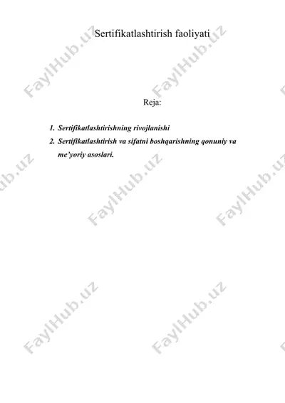 sertifikatlashtirish faoliyati — DOC
